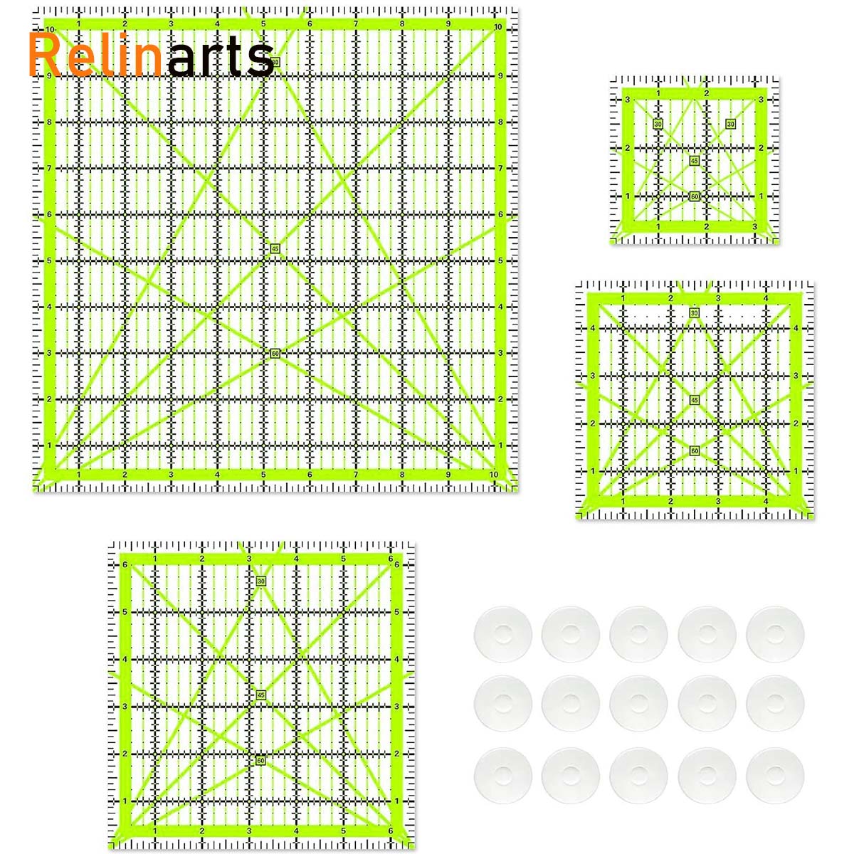 Quilting Ruler Square - مجموعة مساطر خياطة مربعة من الأكريليك