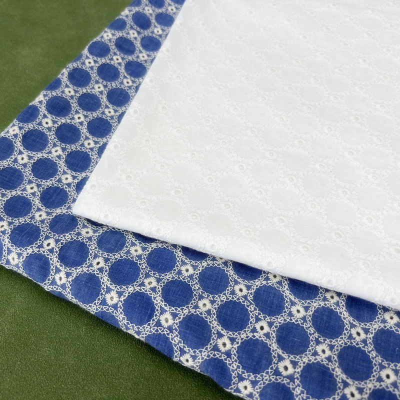 قماش دنيم قطني مزخرف بثقوب دائ - مراجعة Sewing Eyelet Fabric وسعره