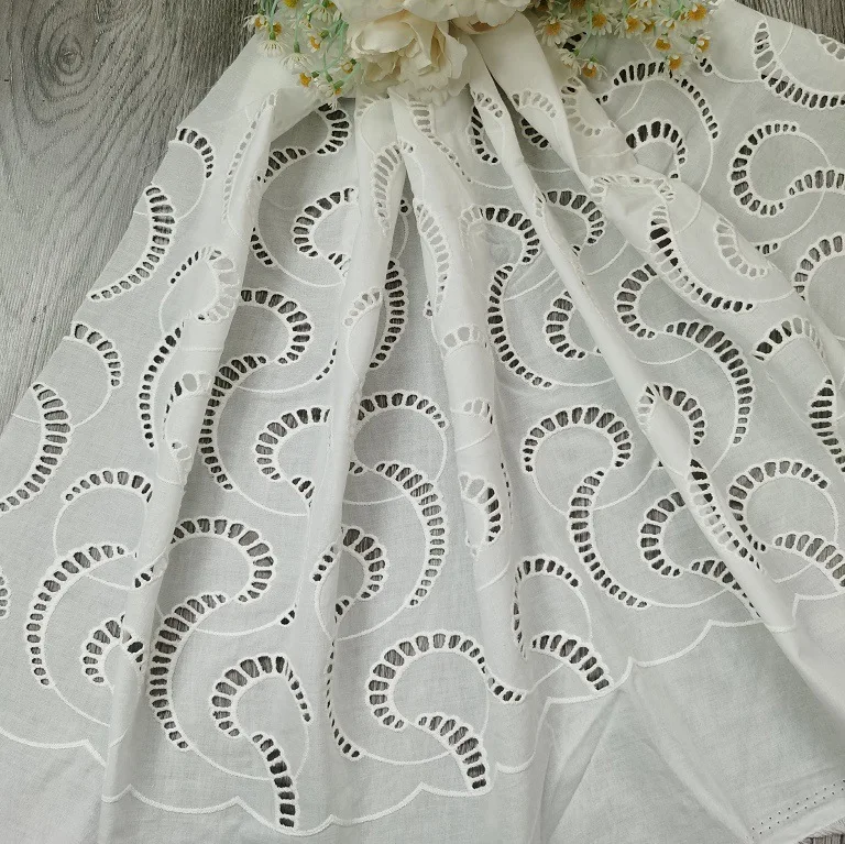 قماش قطني 100% مطرز ومفرغ، قما - مراجعة Sewing Eyelet Fabric وسعره