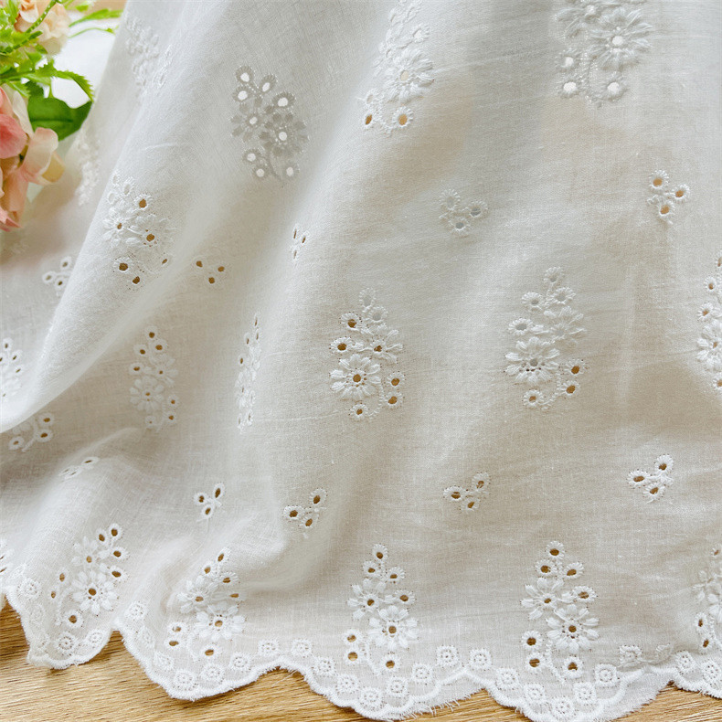 قماش قطني 100% بحواف مموجة وتط - مراجعة Sewing Eyelet Fabric وسعره