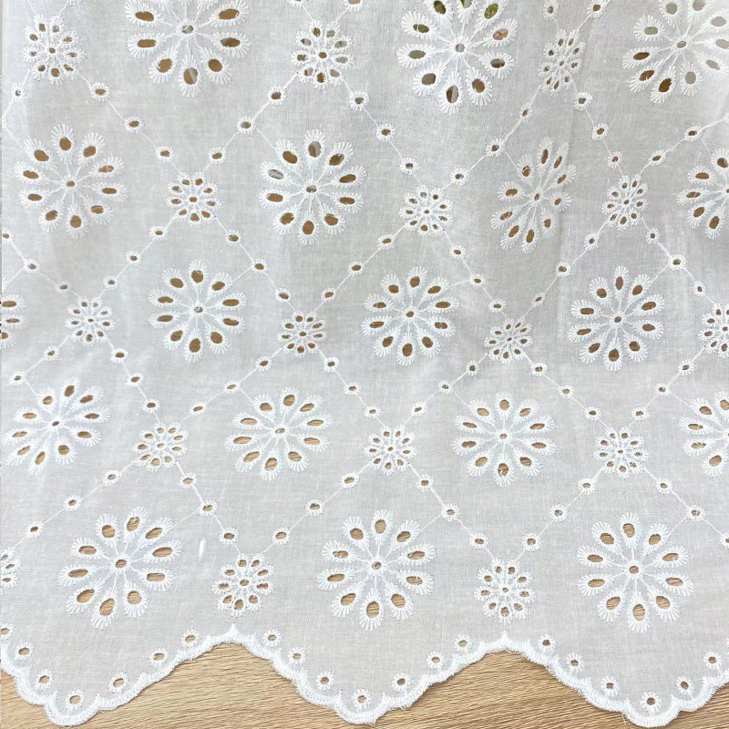 قماش قطني 100% بحواف مموجة وتط - مراجعة Sewing Eyelet Fabric وسعره