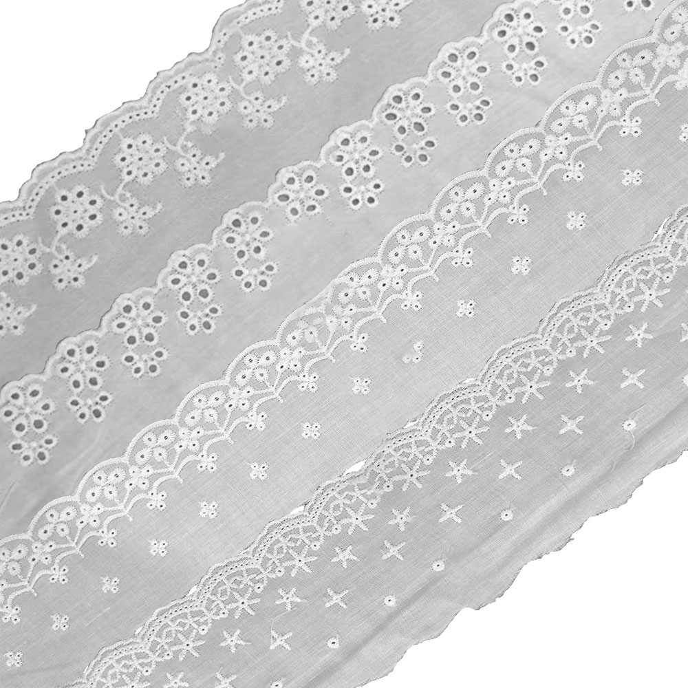 التطريز الأبيض نسيج الدانتيل ا - مراجعة Sewing Eyelet Fabric وسعره
