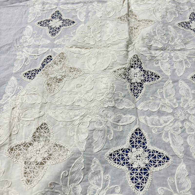 قماش قطني مطرز بنقشة الفراشة،  - مراجعة Sewing Eyelet Fabric وسعره