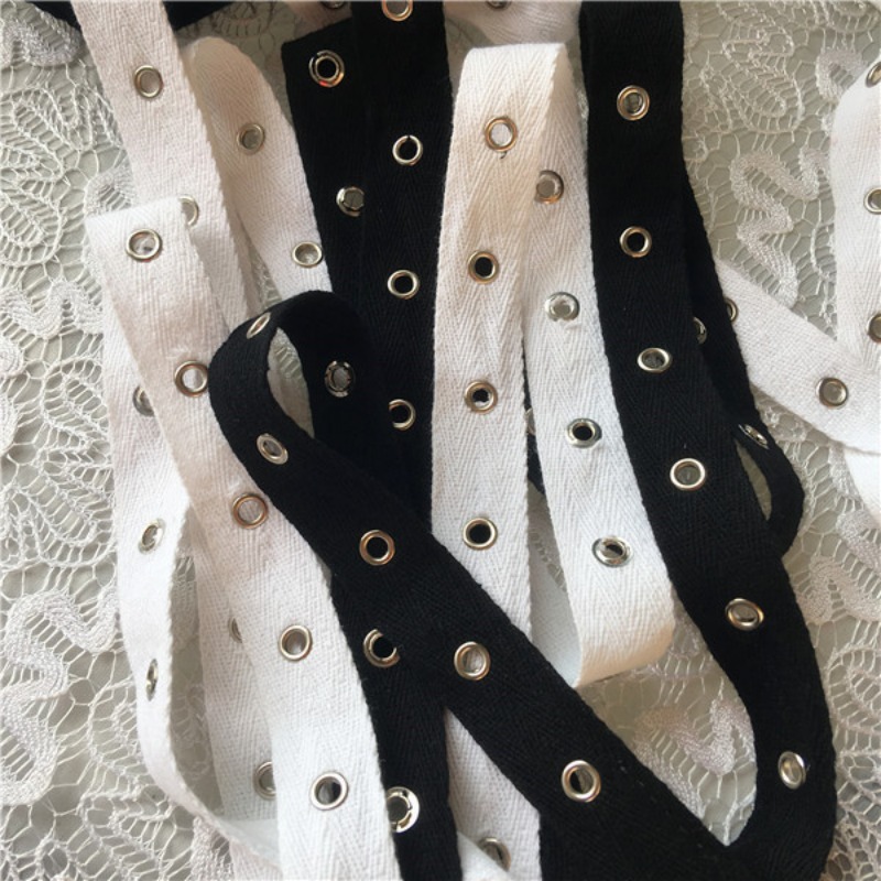 حزام قطن أبيض وأسود مع أزرار م - مراجعة Sewing Eyelet Fabric وسعره